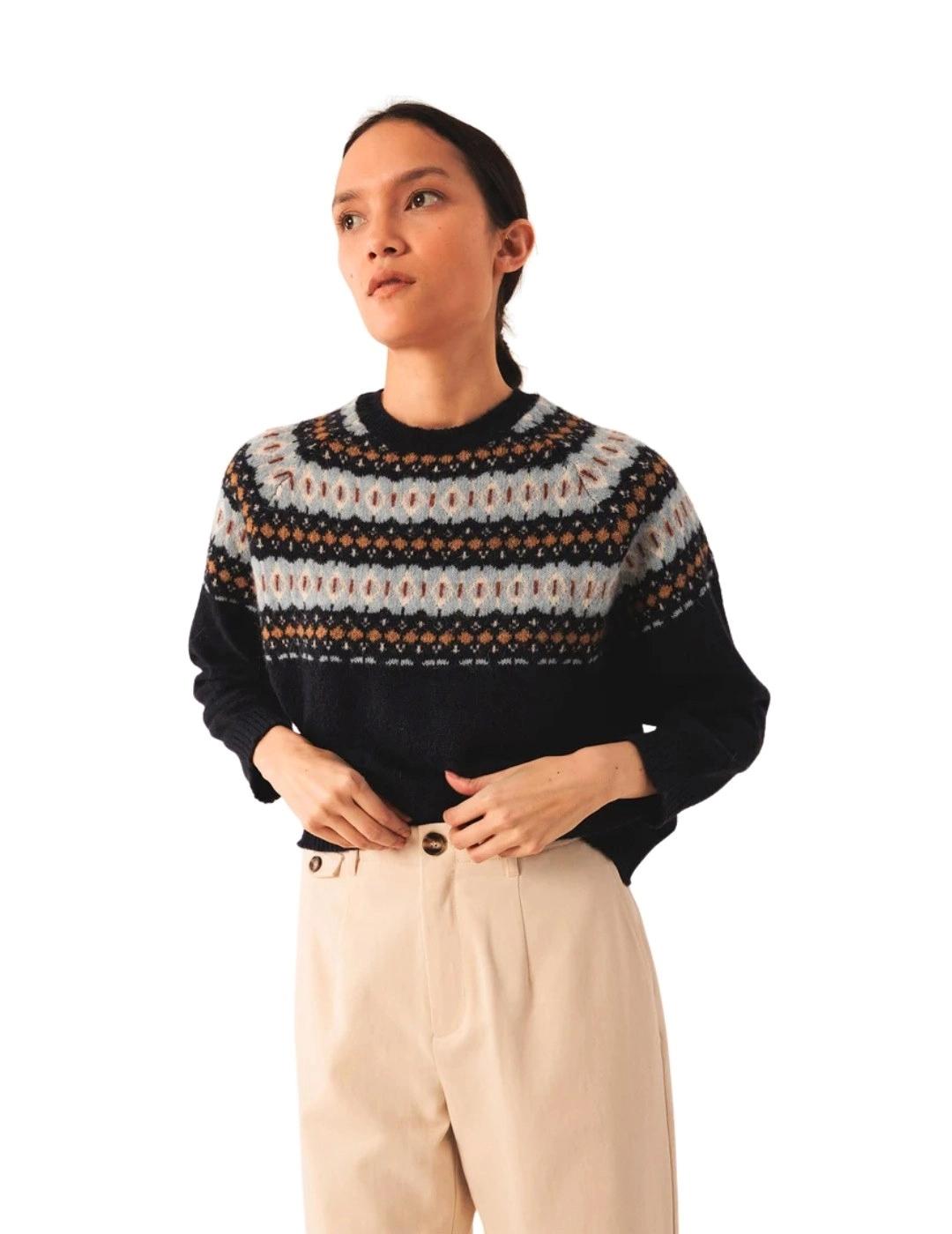 Indi & Cold Jersey Cenefa jacquard Marino