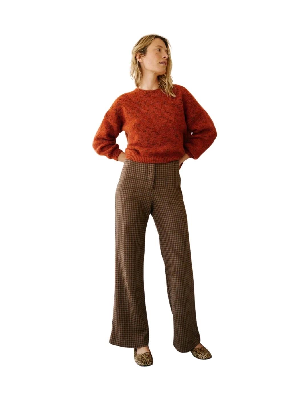 Indi & Cold Pantalón Jacquard doble tela Chocolate