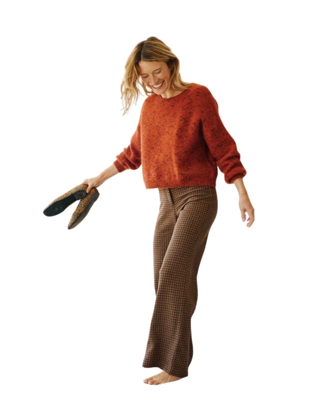 Indi & Cold Pantalón Jacquard doble tela Chocolate