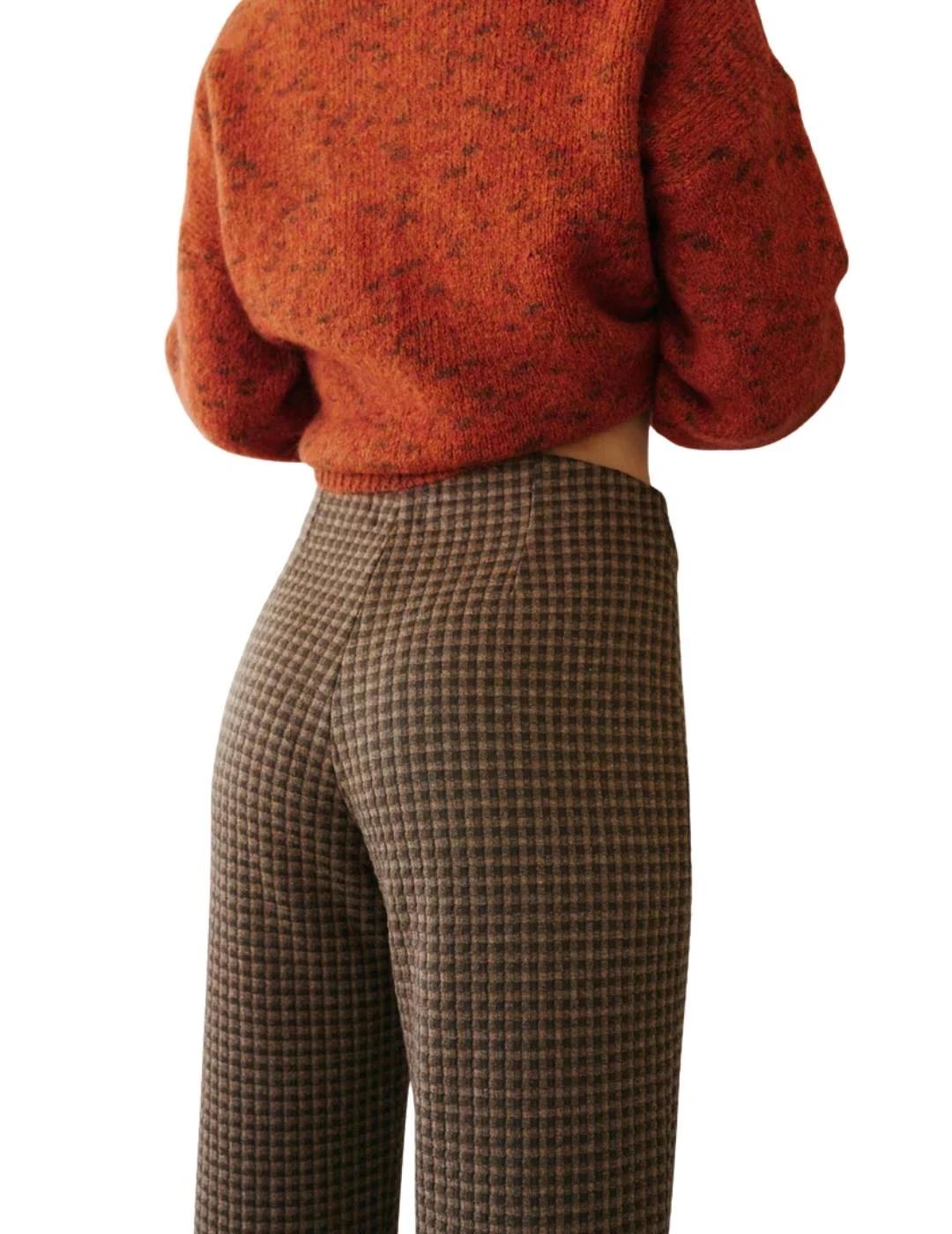 Indi & Cold Pantalón Jacquard doble tela Chocolate