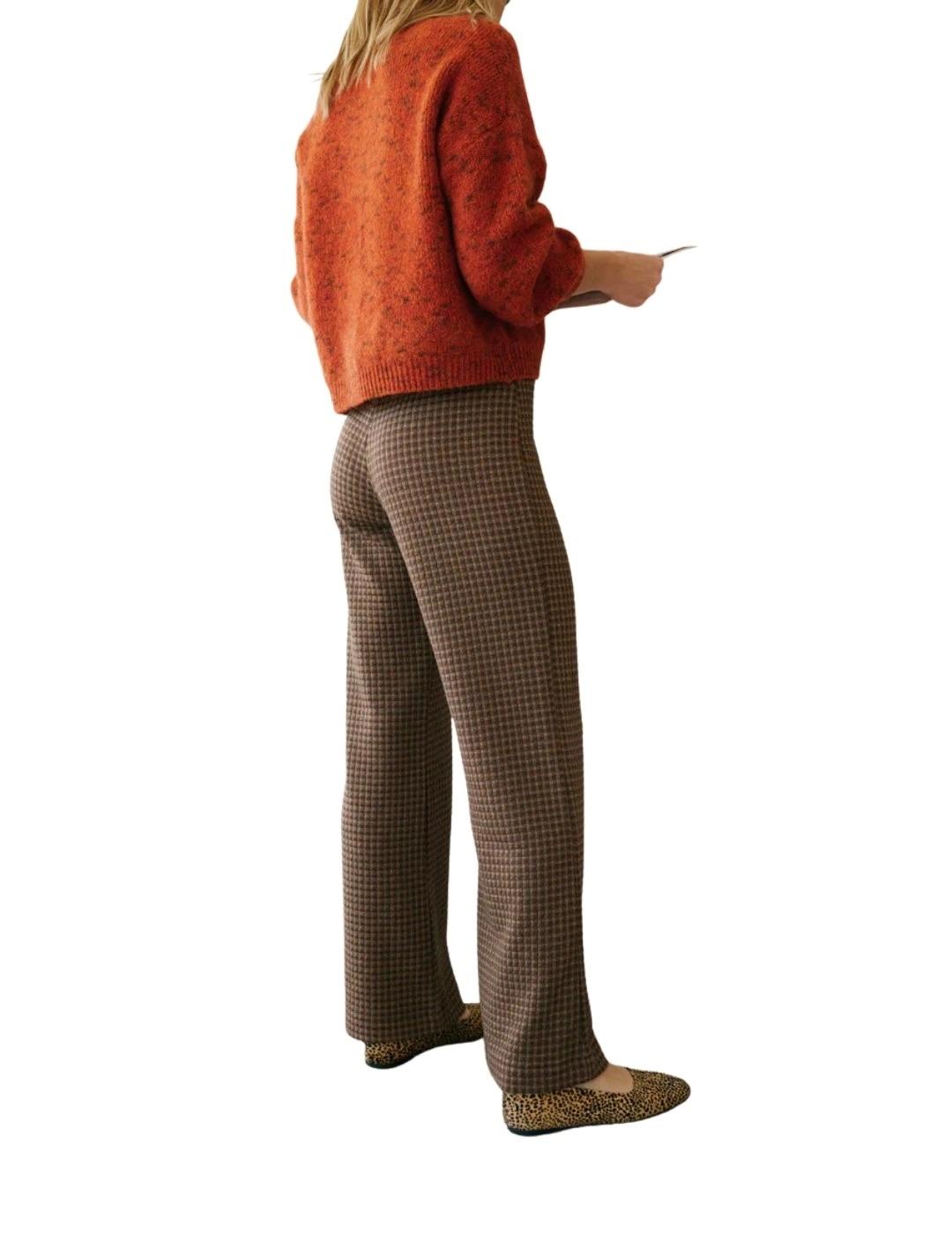 Indi & Cold Pantalón Jacquard doble tela Chocolate