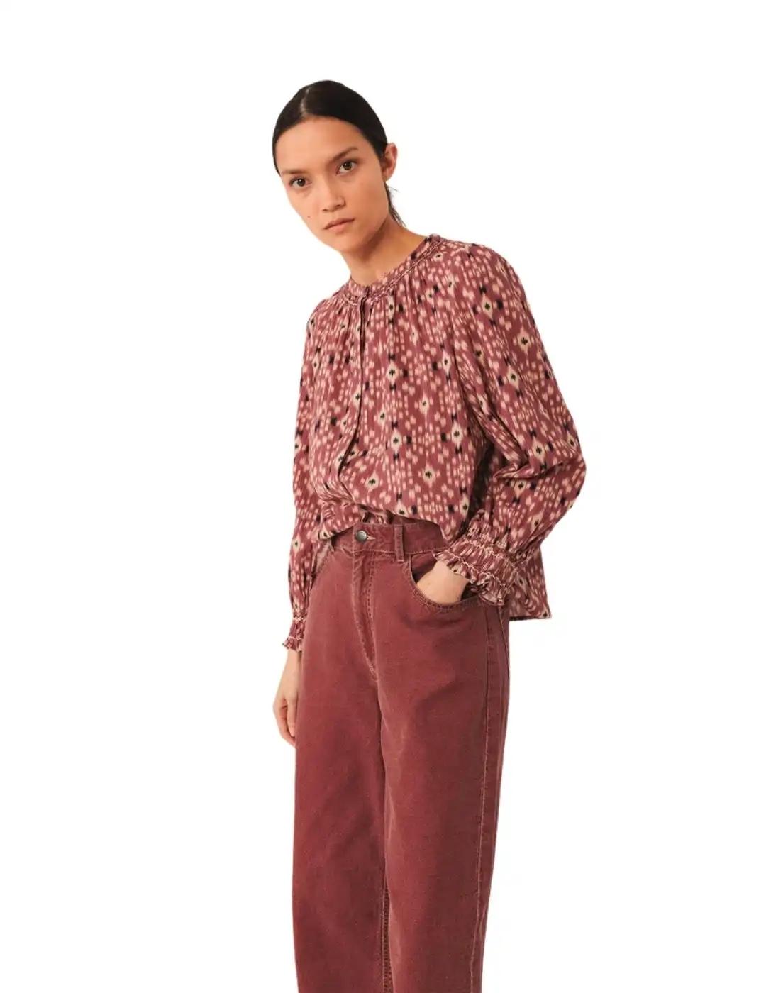 Indi & Cold Camisa estampado ikat Malva