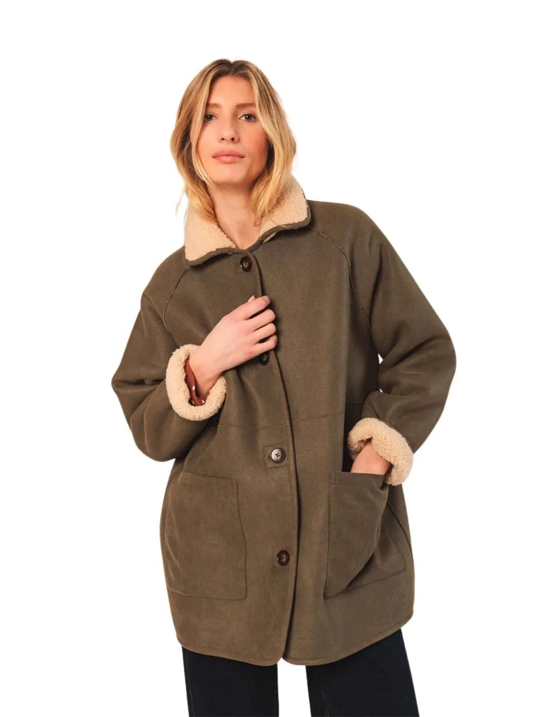 Indi & Cold Abrigo Doble faz Caqui reversible