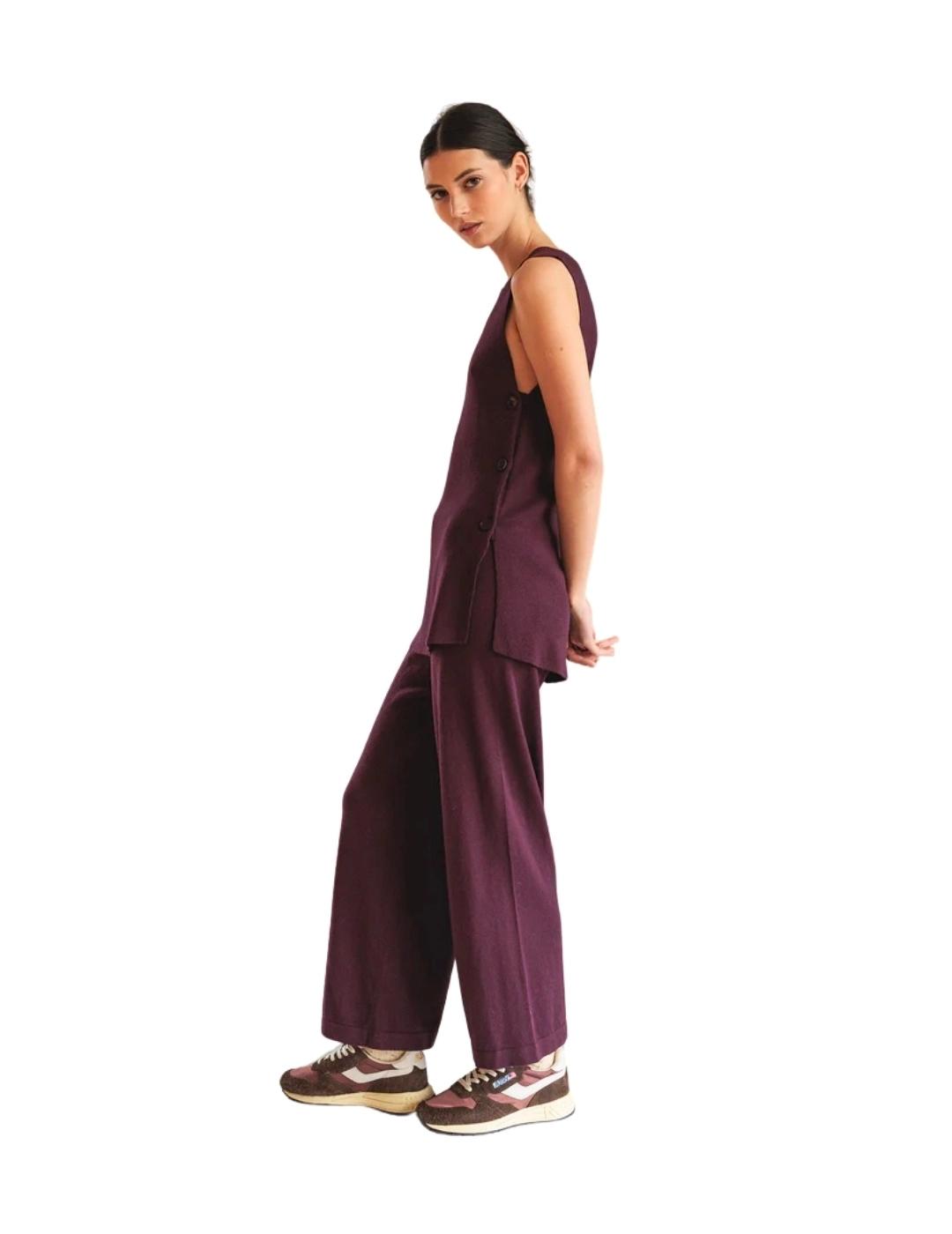 Indi & Cold Chaleco largo botones Berenjena