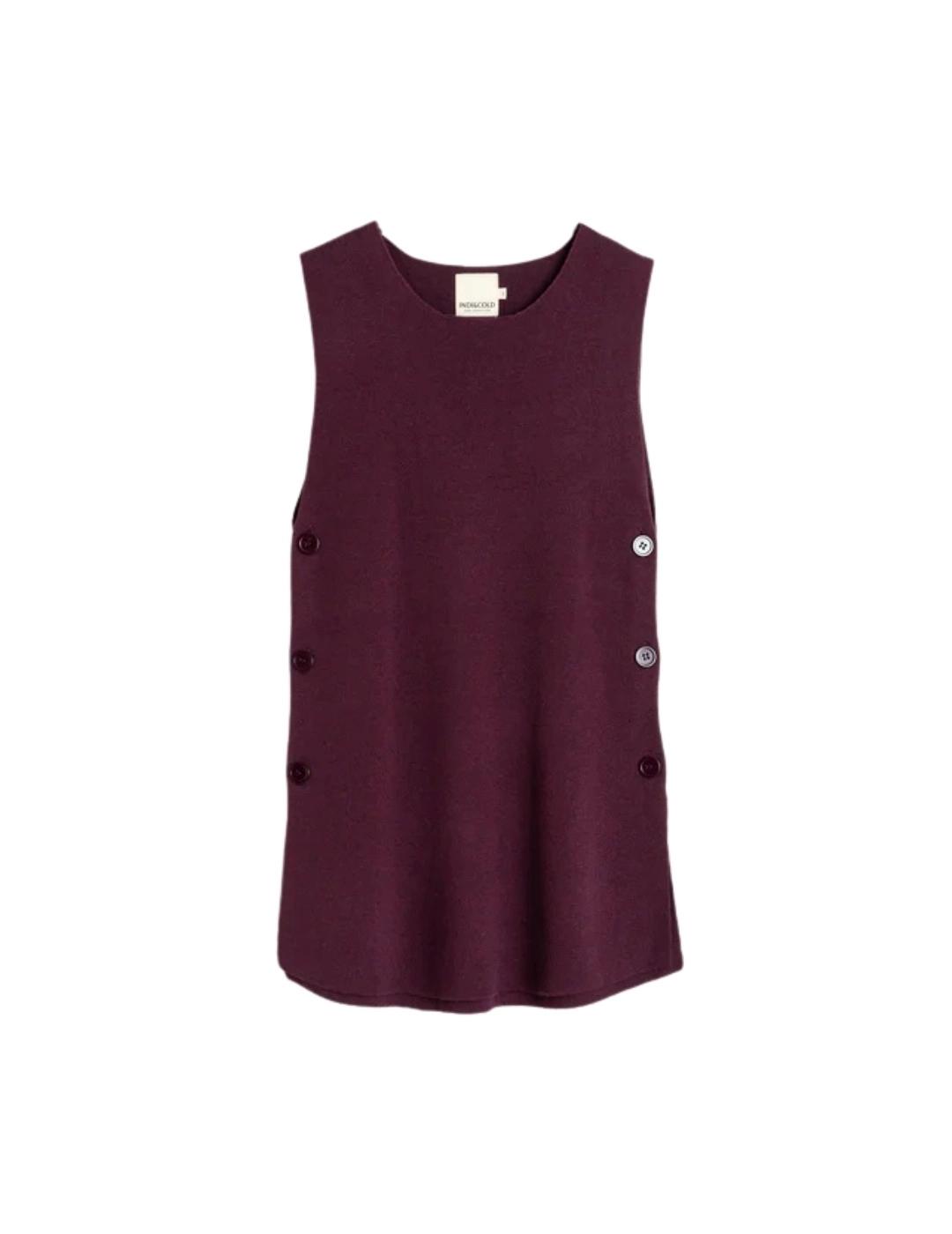 Indi & Cold Chaleco largo botones Berenjena