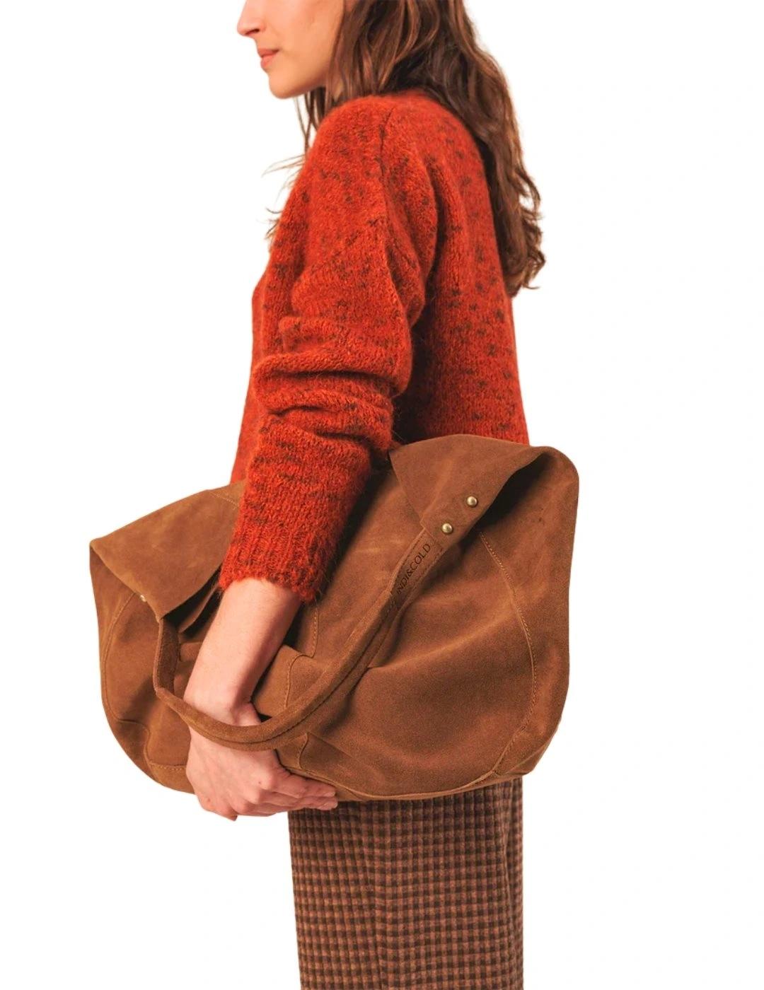 Indi & Cold Bolso Tote serraje Tabaco