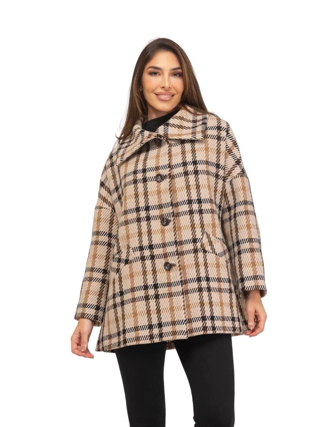 Fashion Chaquetón Daconte Camel de cuadros