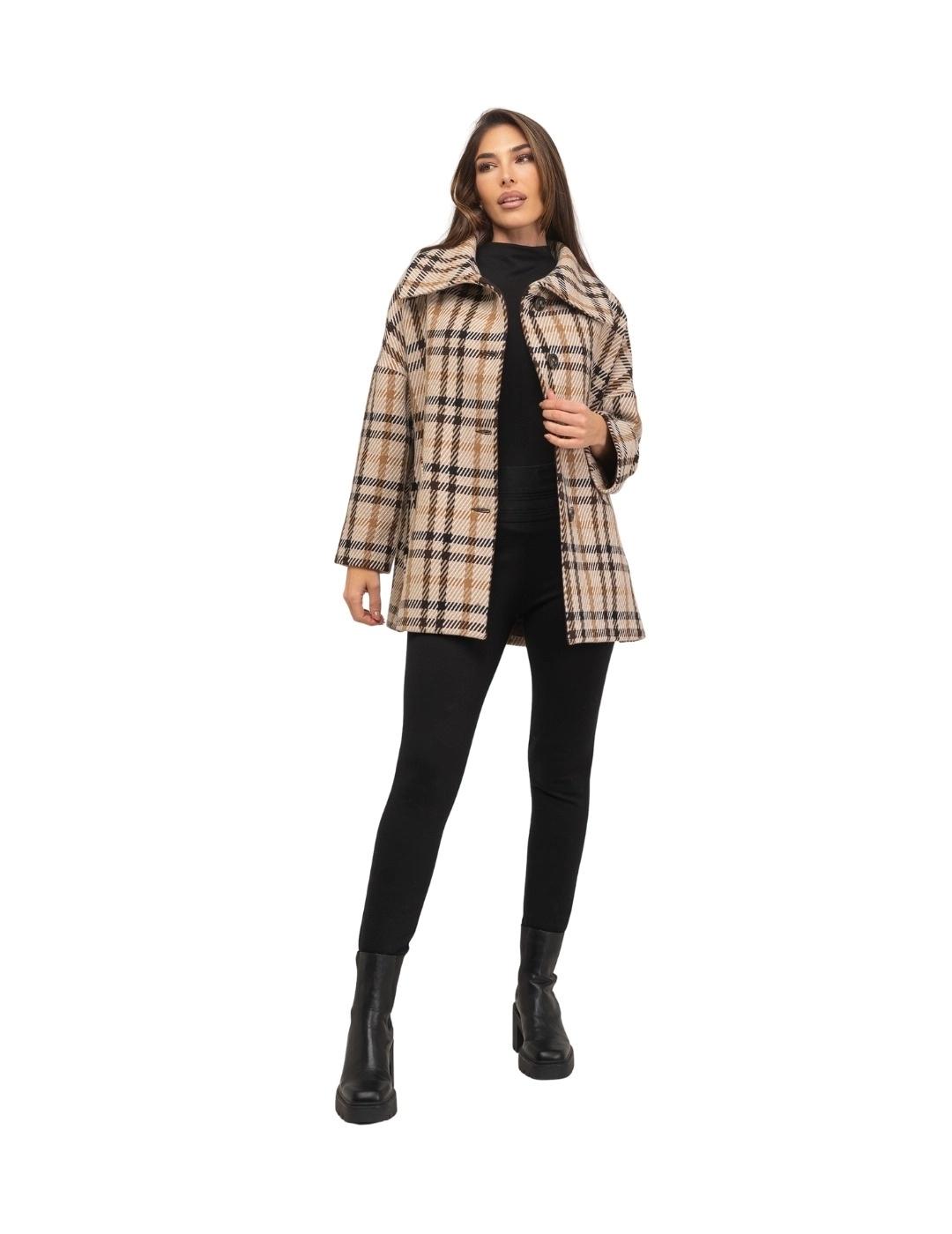 Fashion Chaquetón Daconte Camel de cuadros