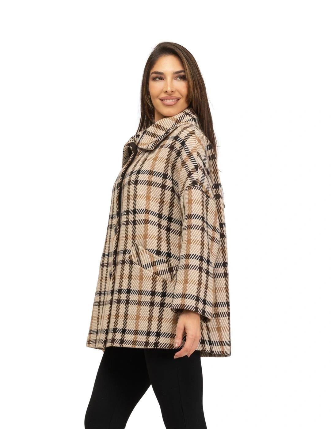 Fashion Chaquetón Daconte Camel de cuadros