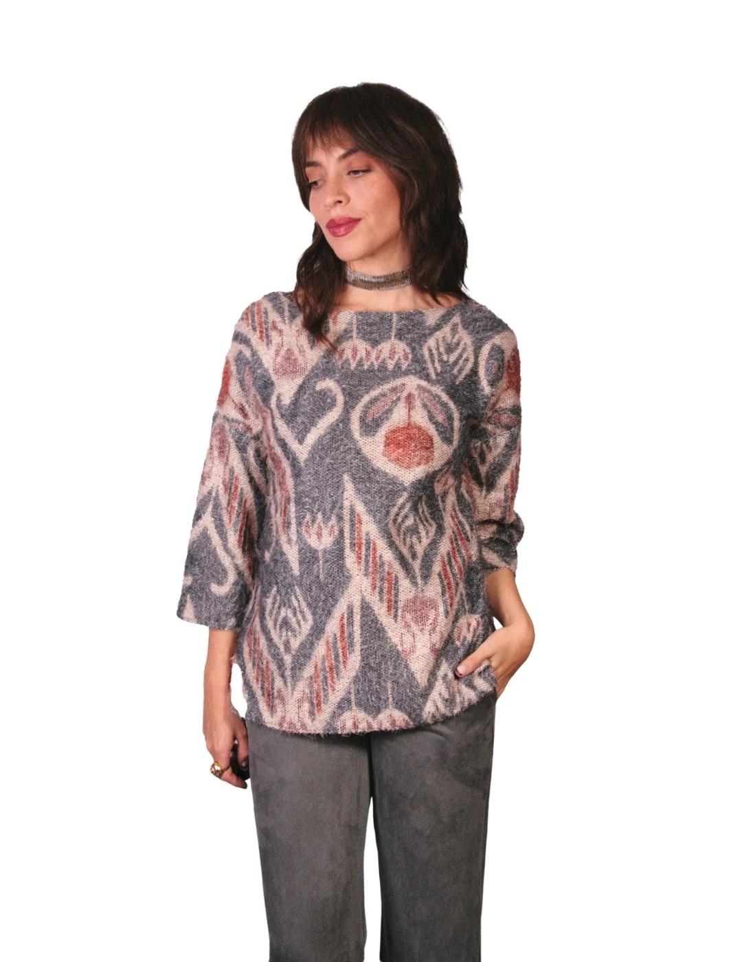 Parole Jersey Cuadrado Estampado Perla Teja