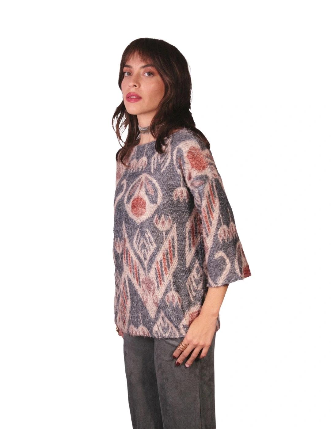 Parole Jersey Cuadrado Estampado Perla Teja