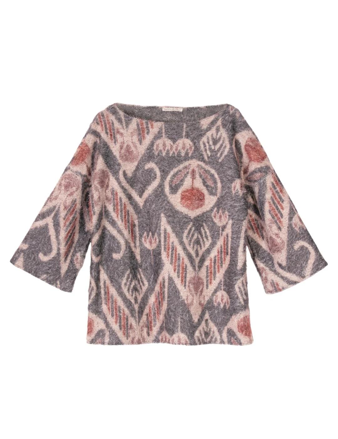 Parole Jersey Cuadrado Estampado Perla Teja