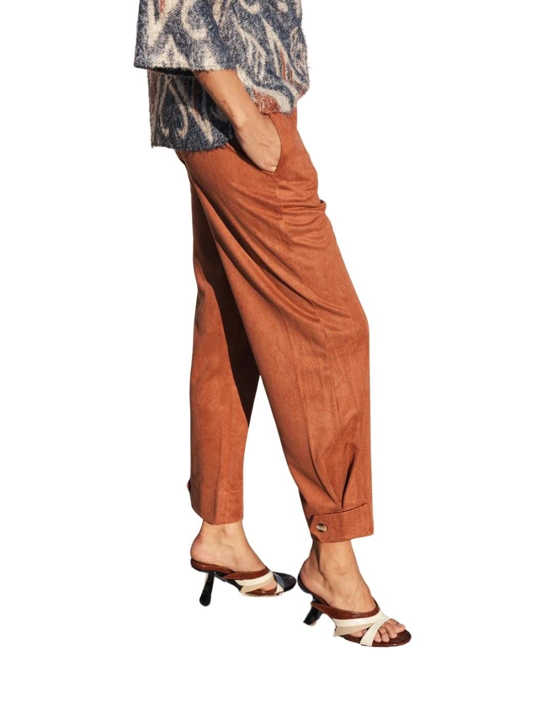 Parole Pantalón Pliegue en el bajo Teja