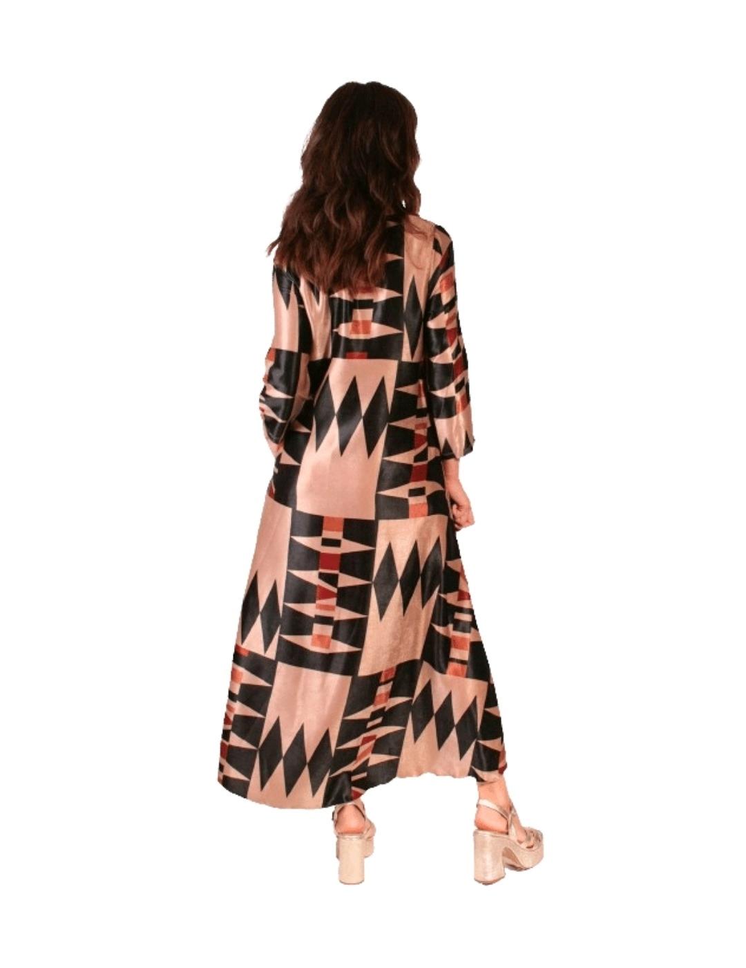 Parole Vestido Largo Knot Estampado Gea Camel