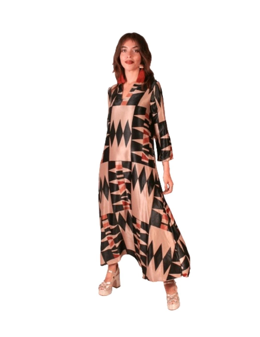 Parole Vestido Largo Knot Estampado Gea Camel