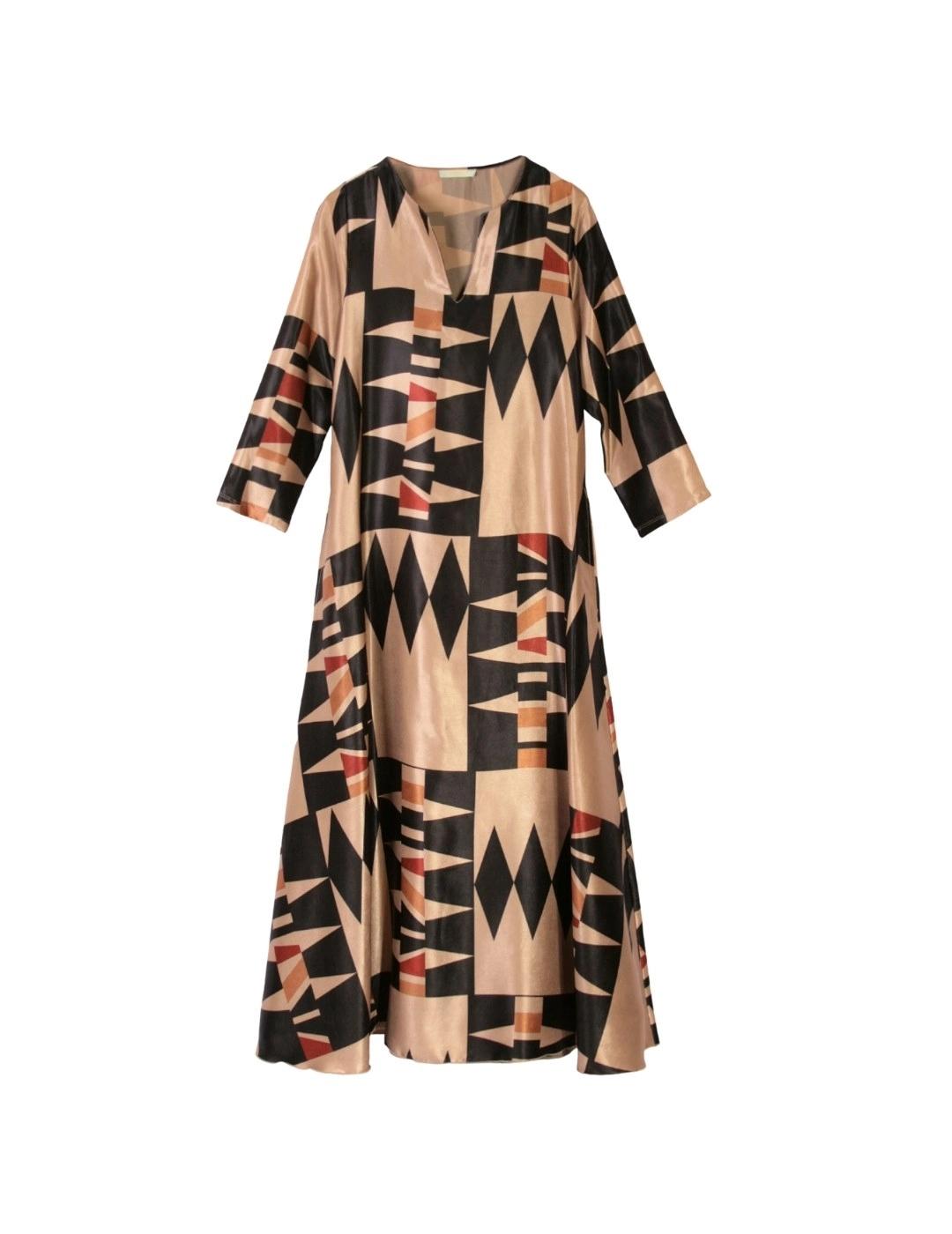 Parole Vestido Largo Knot Estampado Gea Camel