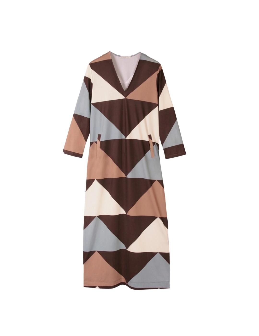 Parole Vestido Cuello Pico Estampado Flecha Agua