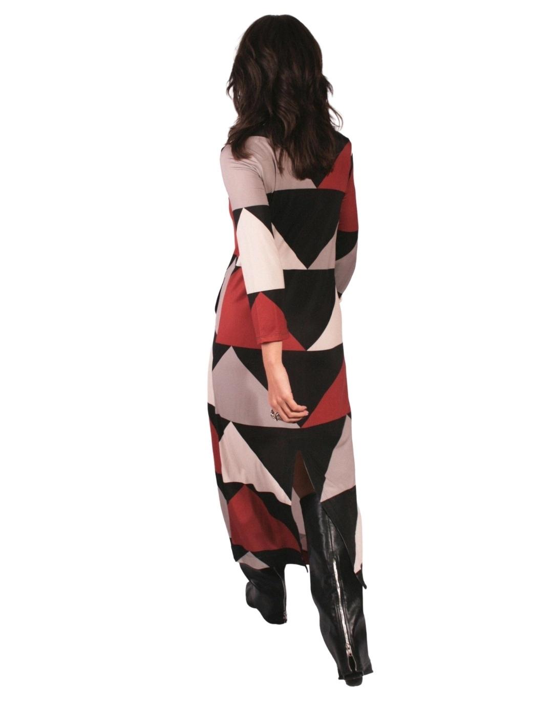 Parole Vestido Cuello Pico Estampado Flecha Teja