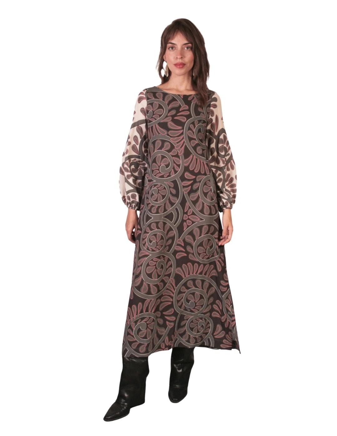 Parole Vestido manga abullonada Greca Vison