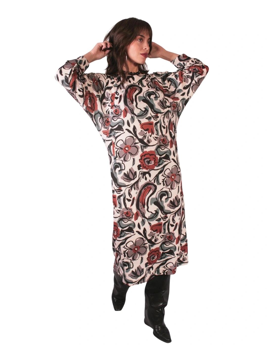 Parole Vestido manga murciélago Picas Teja