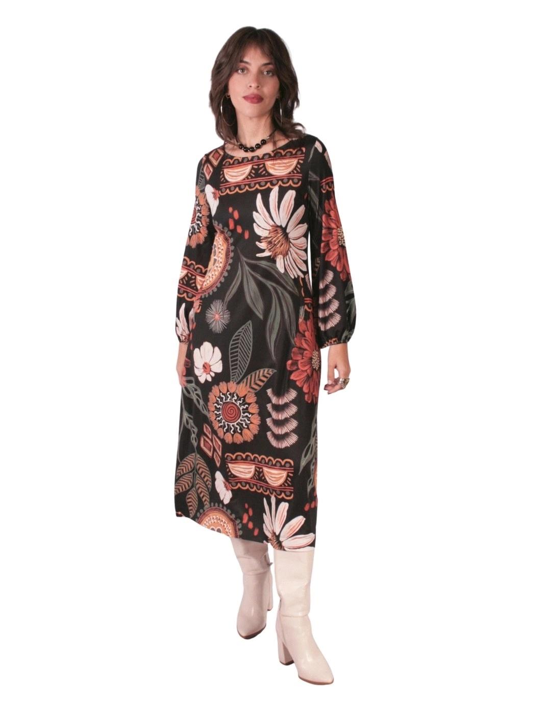 Parole Vestido manga abullonada Saja Negro