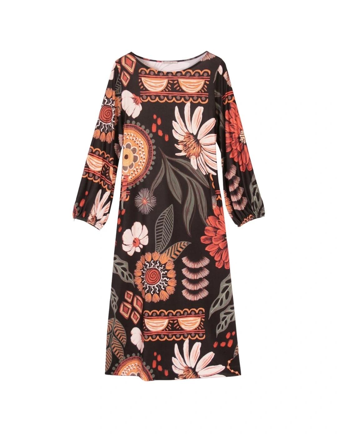 Parole Vestido manga abullonada Saja Negro