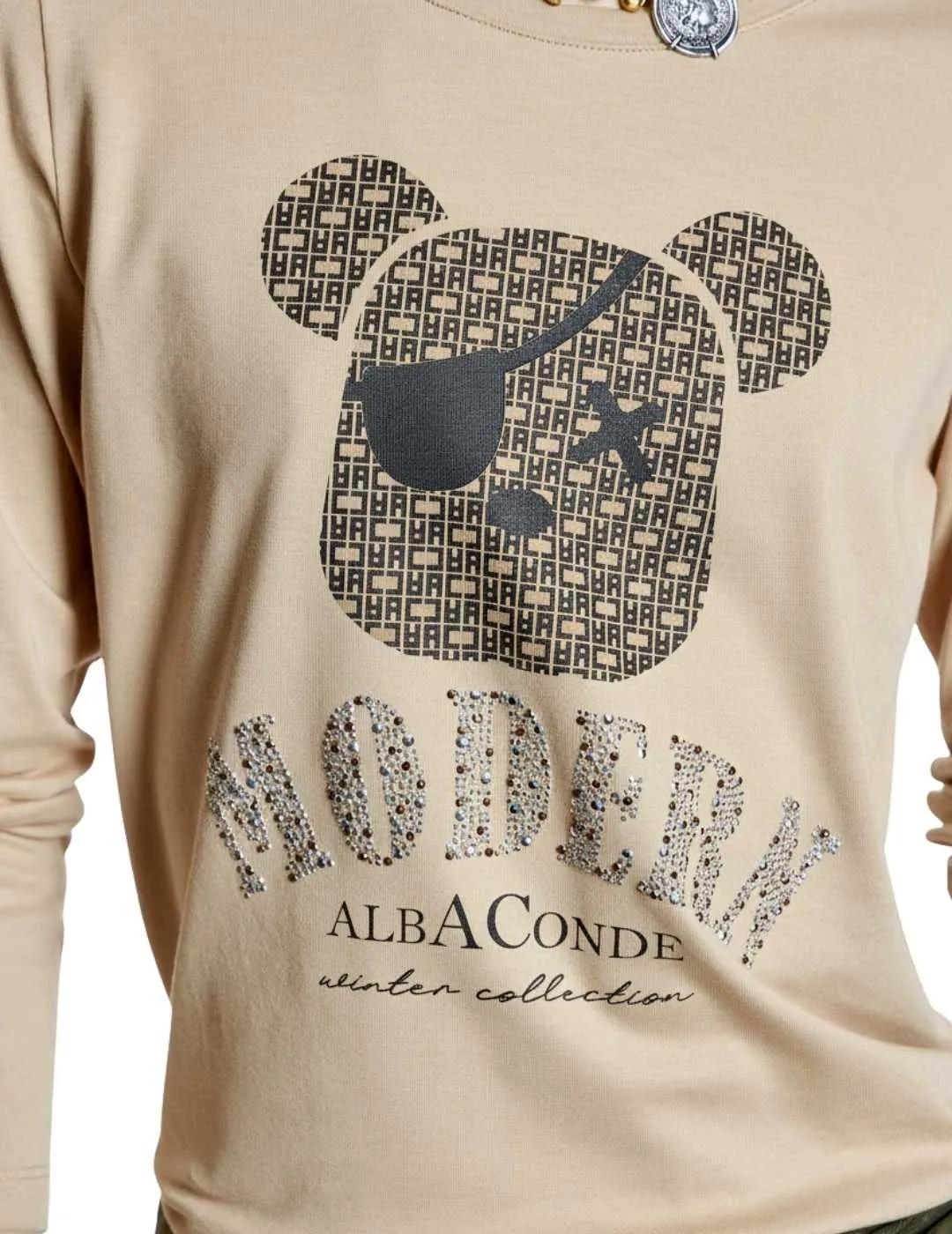 Alba Conde Camiseta Natural dibujo oso