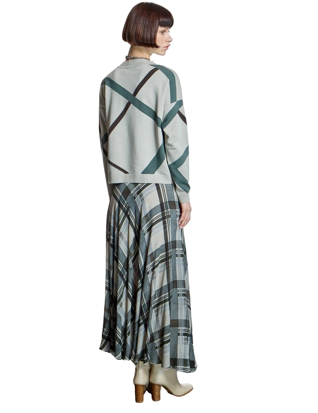 Alba Conde Jersey Piedra con diseño geométrico