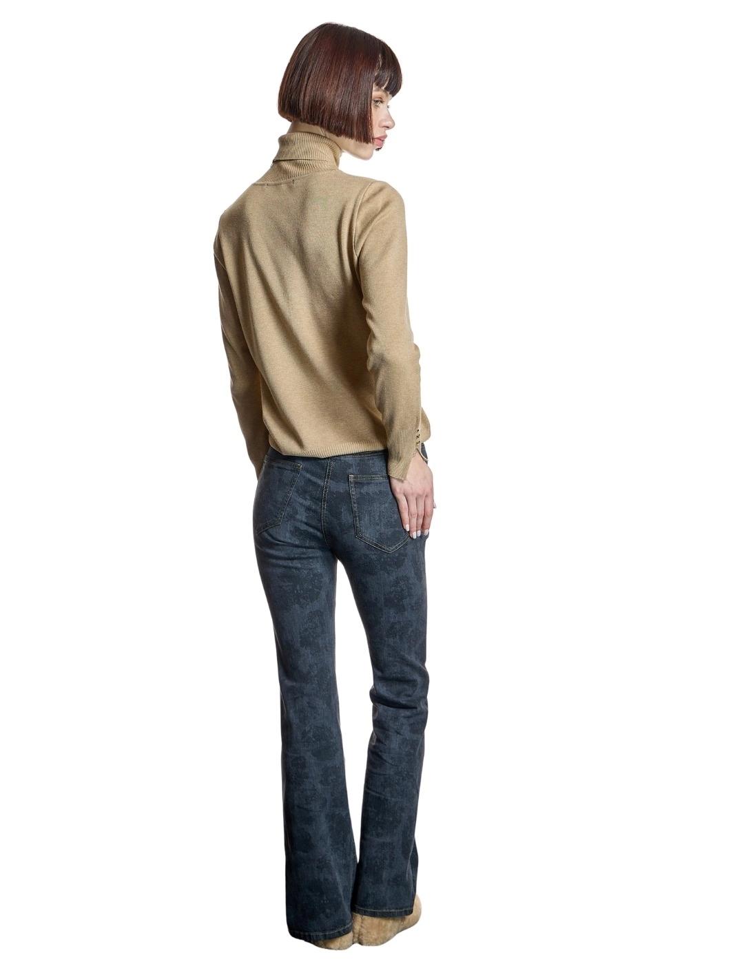 Alba Conde Pantalón denim recto negro estampado