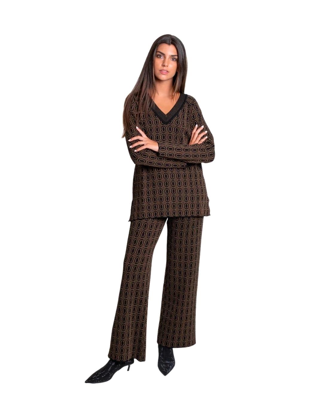 Pisonero Pantalón Rivoli Negro y camel