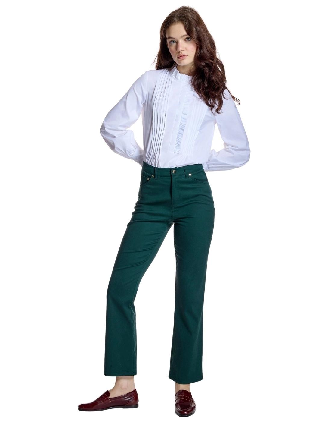 Alba Conde Pantalón Verde ligeramente acampanado