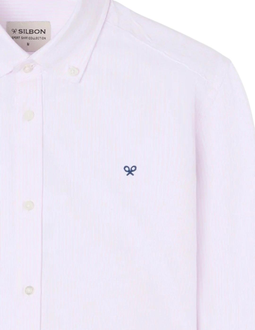 Silbon Camisa Oxford Raqueta Rayas Rosas