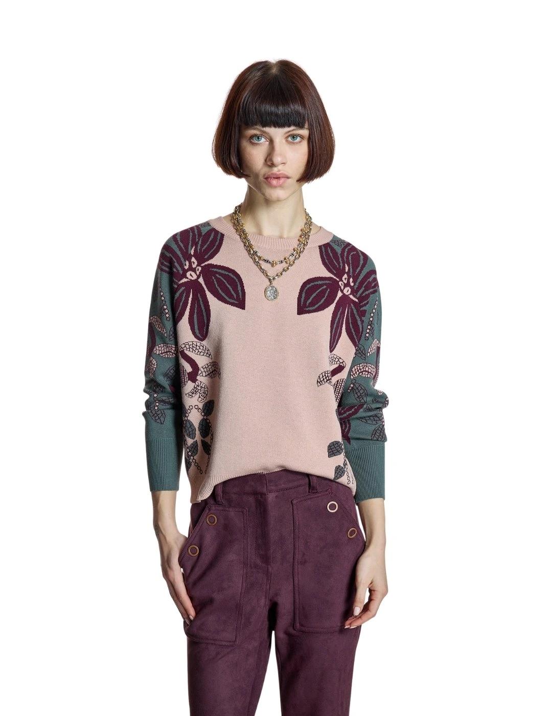 Alba Conde Jersey de punto rosa estampado floral