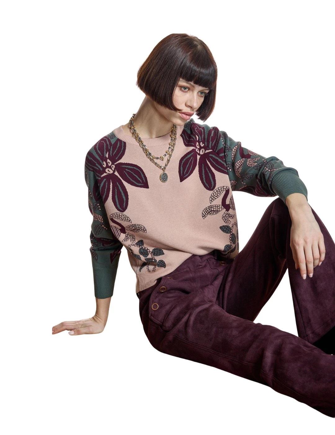 Alba Conde Jersey de punto rosa estampado floral