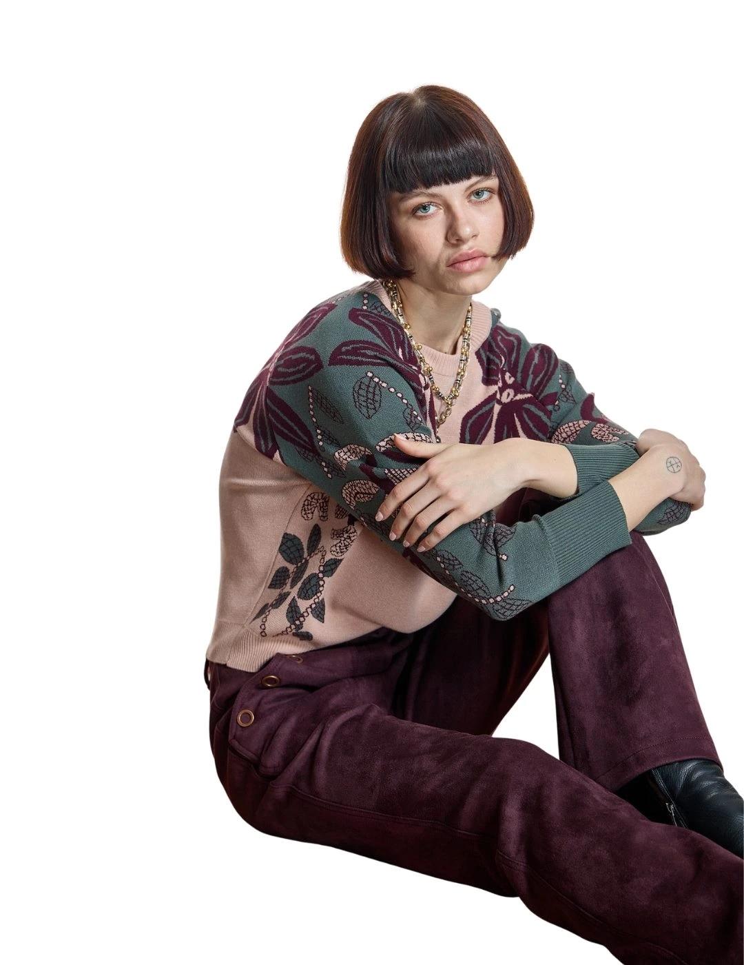 Alba Conde Jersey de punto rosa estampado floral