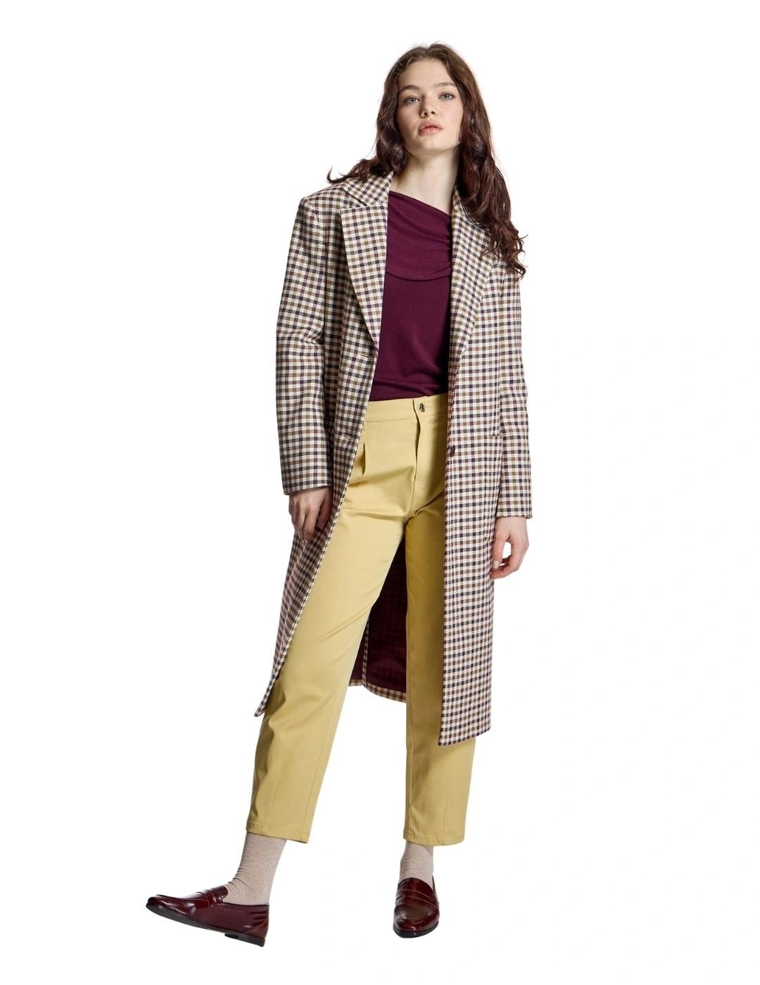 Alba Conde Abrigo Berenjena de cuadros