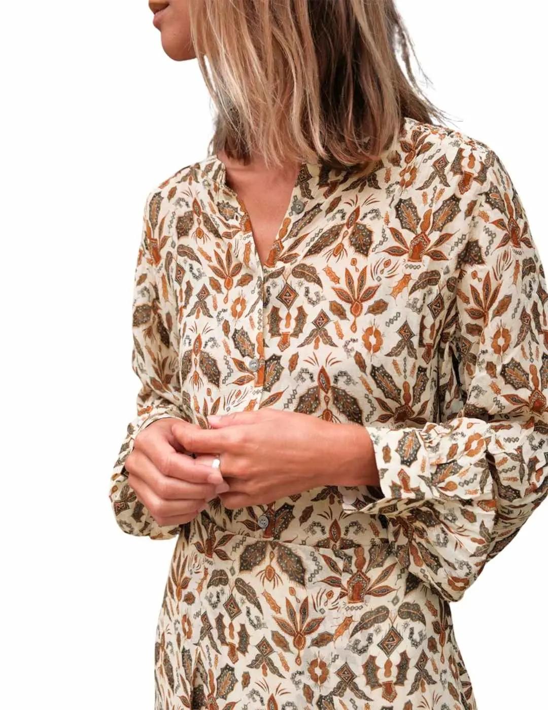 Indi & Cold Camisa Detalle Smock Lino