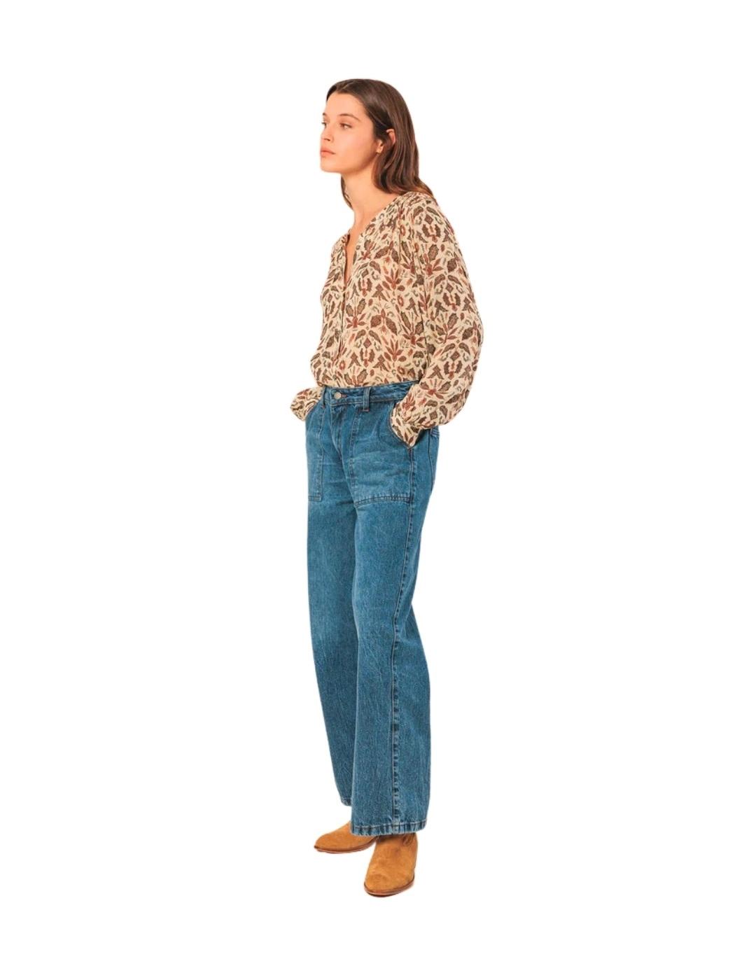 Indi & Cold Camisa Detalle Smock Lino