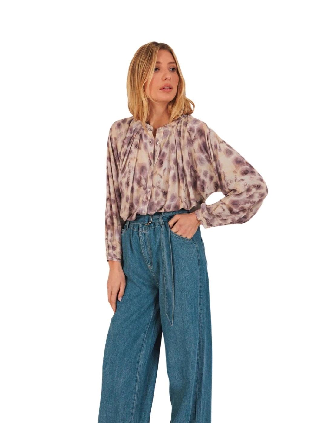 Indi & Cold Camisa Print Acuarela Malva