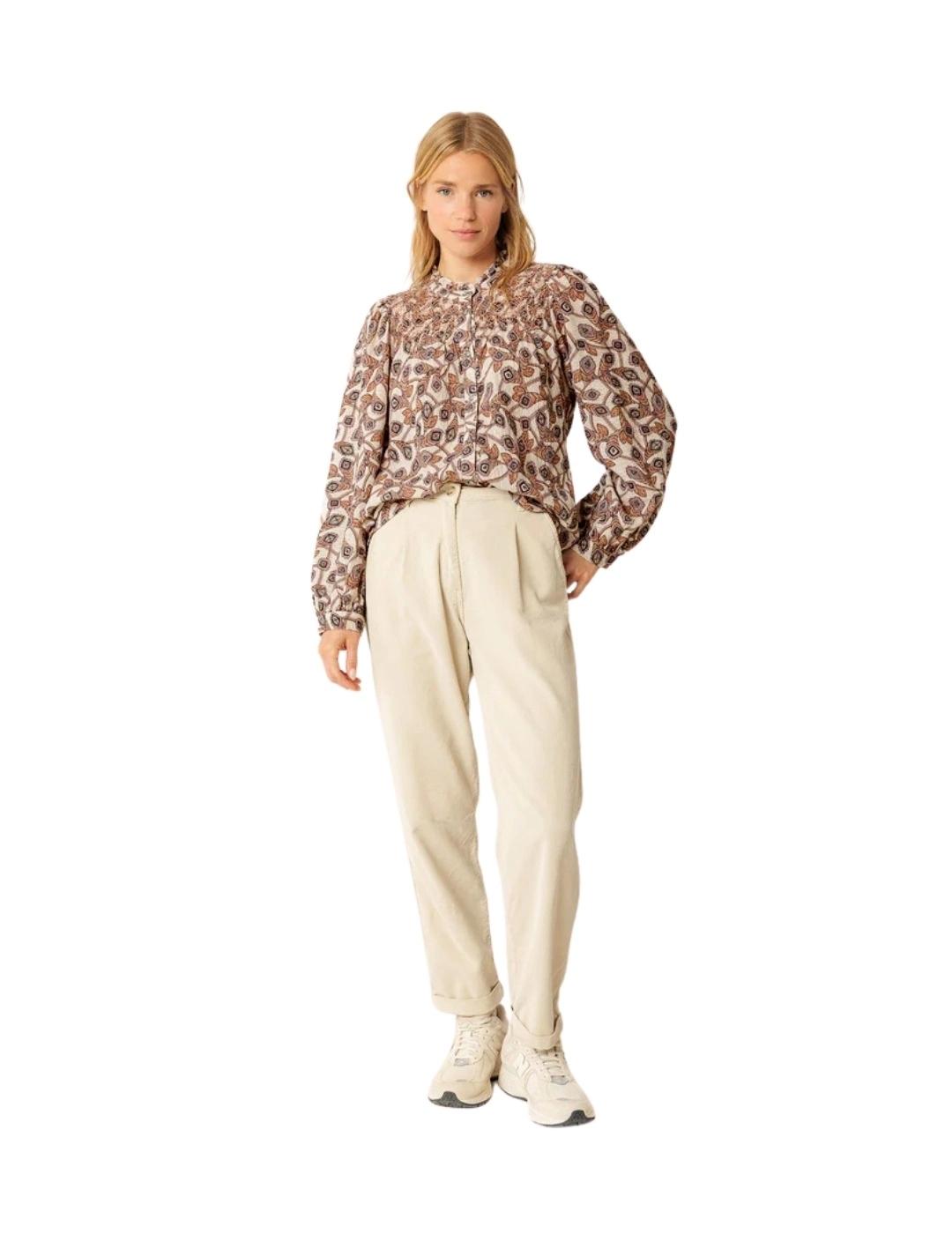 Indi & Cold Camisa Bordado Smock Beige