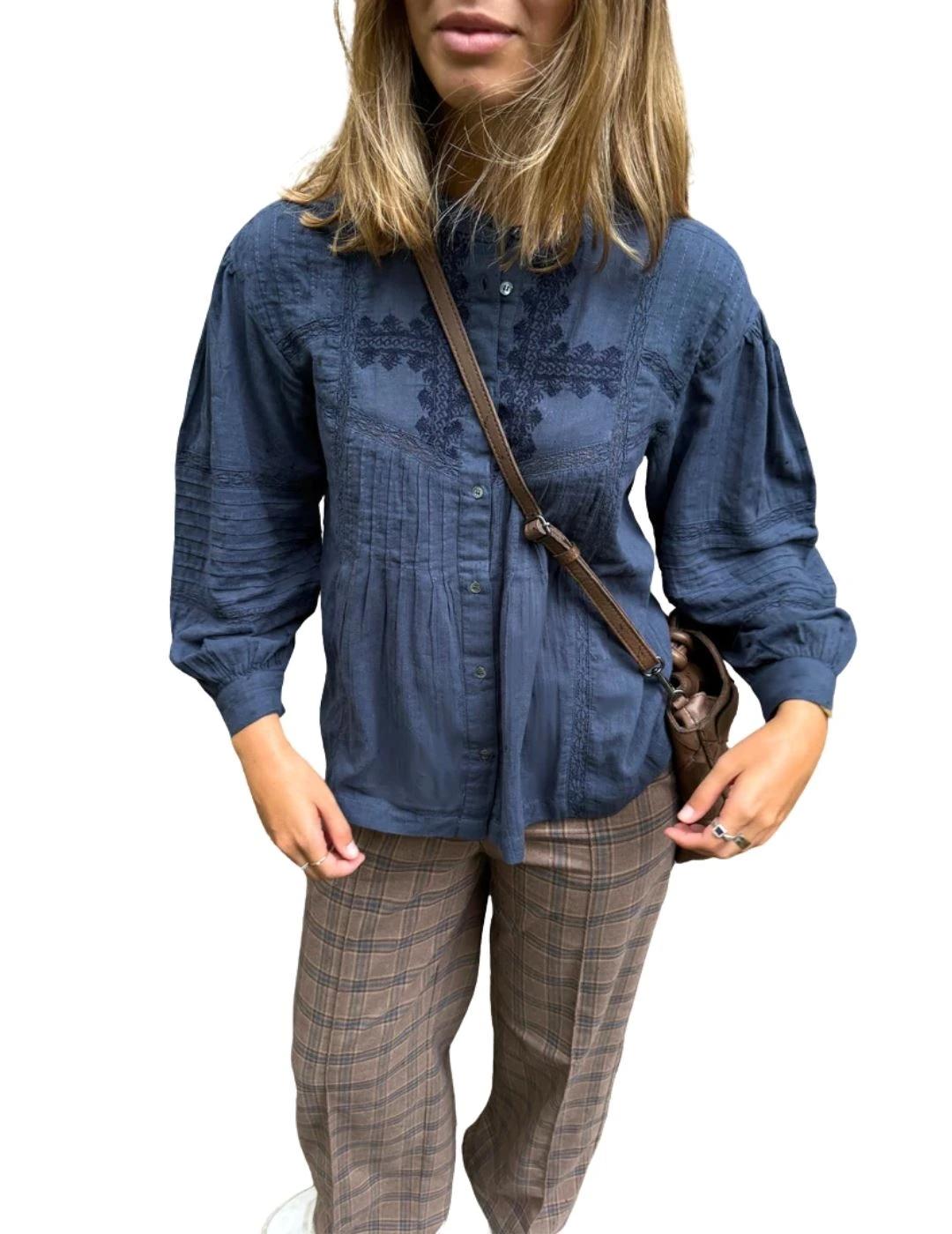 Indi & Cold Camisa Bordado Étnico Índigo