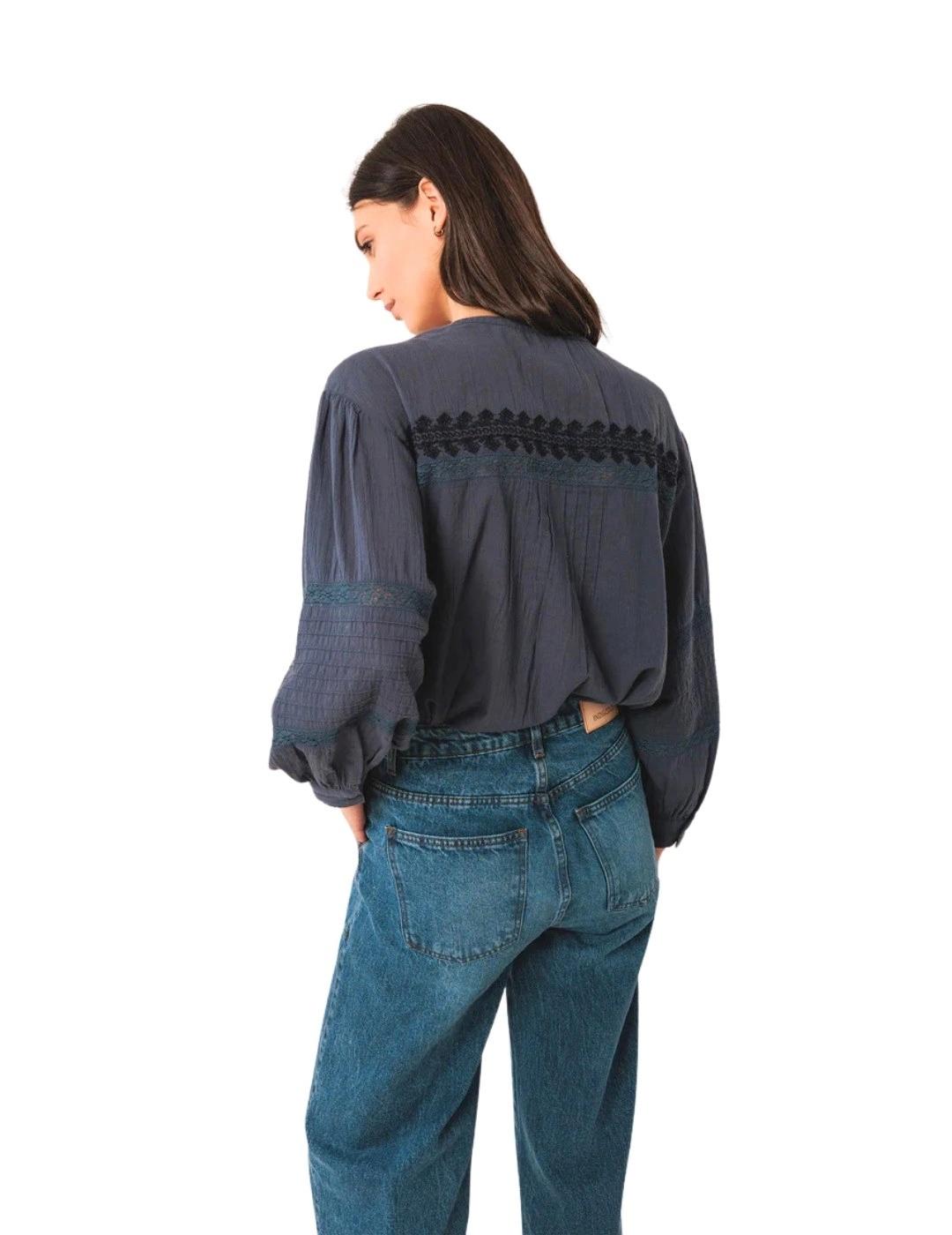 Indi & Cold Camisa Bordado Étnico Índigo