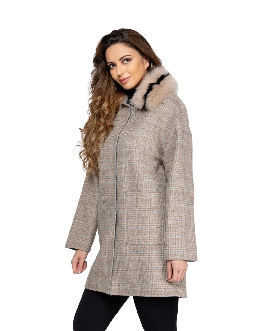 Fashion Abrigo Double Face Zeta P Beige y Azul