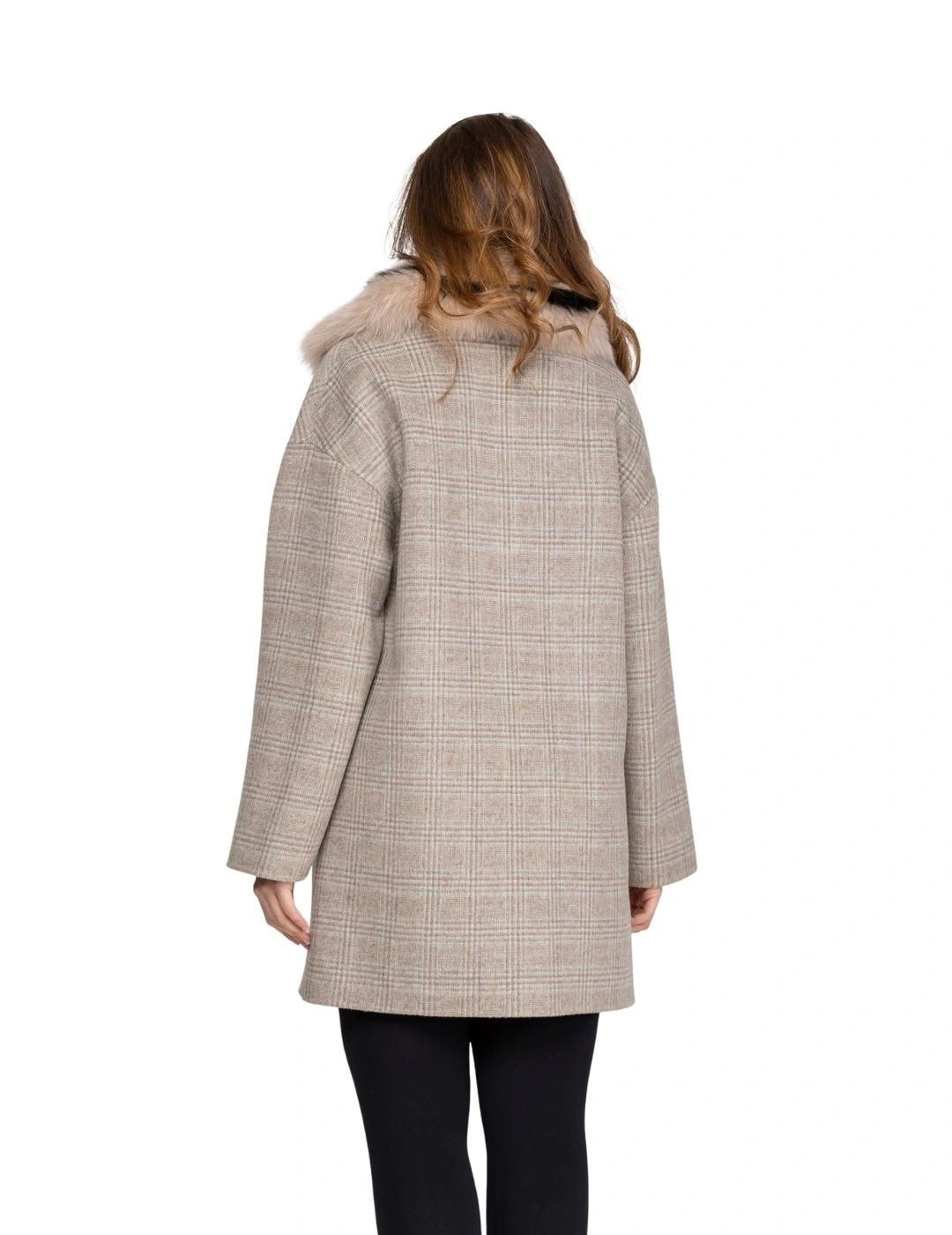 Fashion Abrigo Double Face Zeta P Beige y Azul