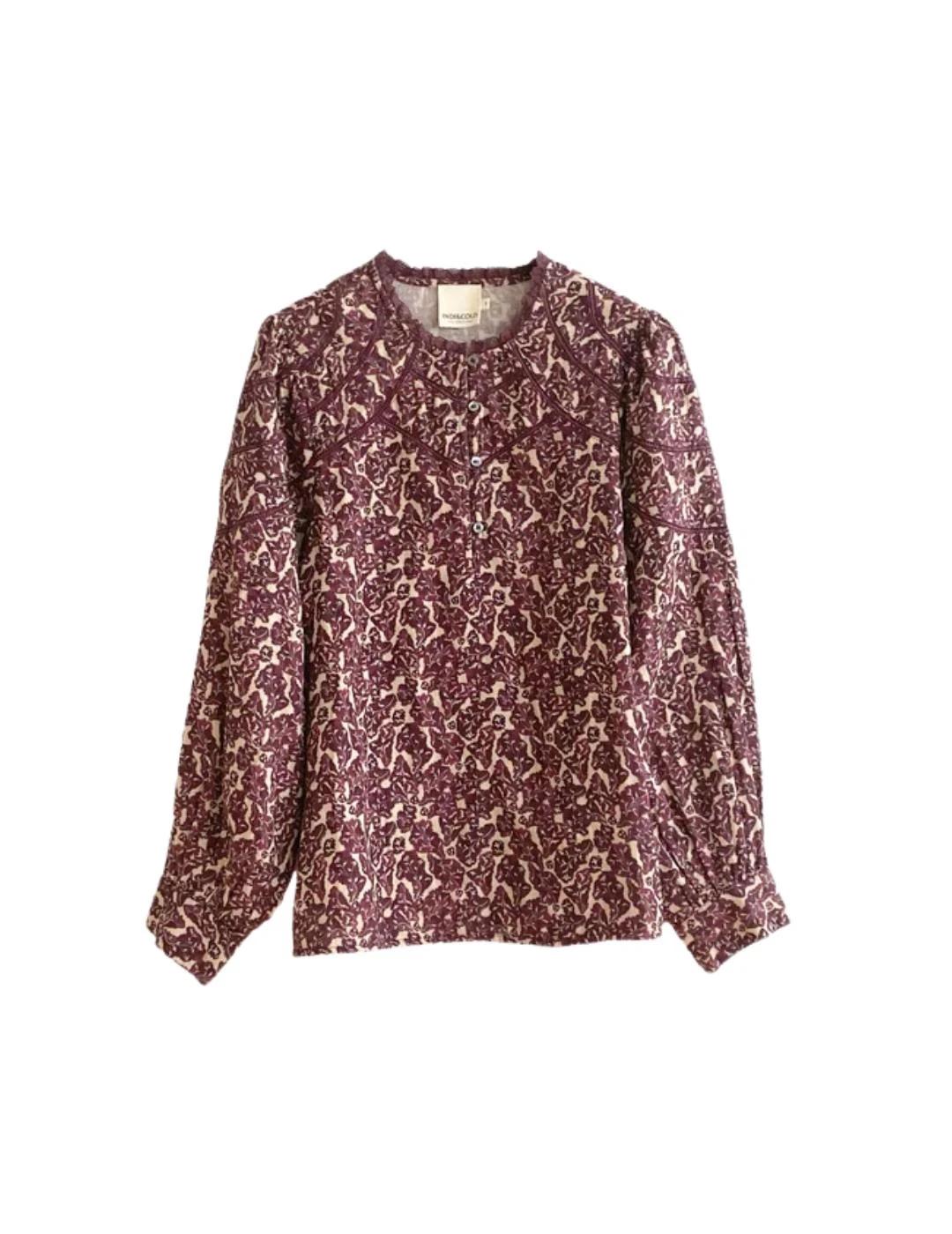 Indi & Cold Blusa con motivos botánicos Cereza