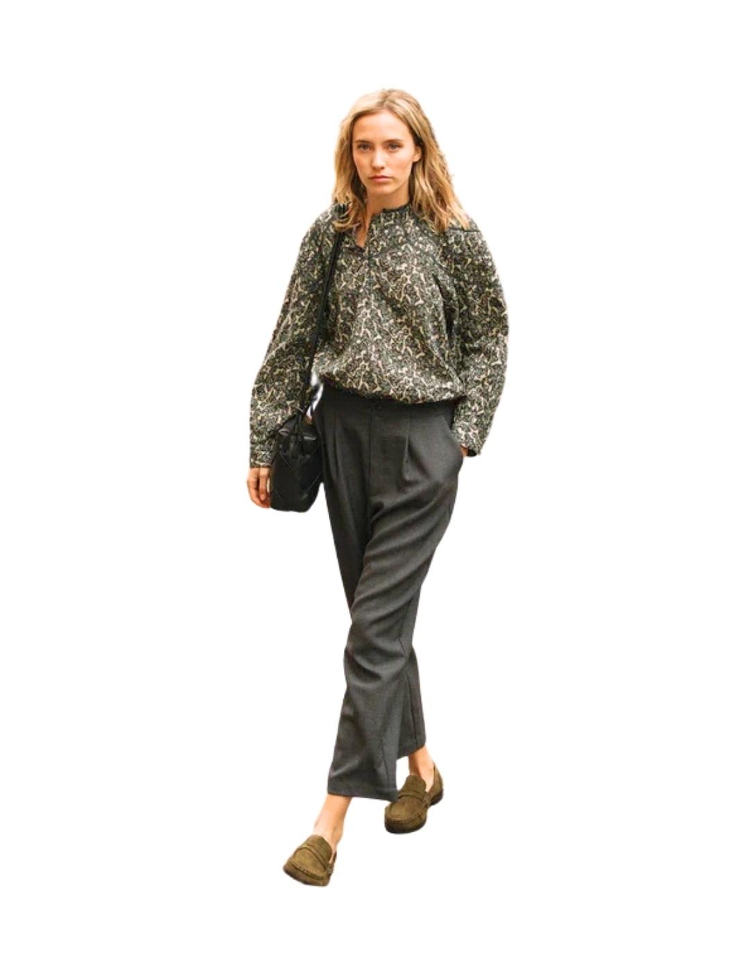 Indi & Cold Blusa con motivos botánicos Gris