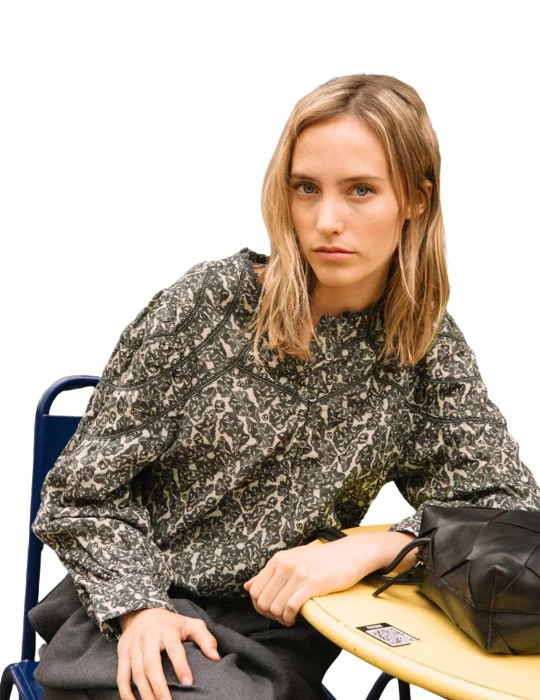 Indi & Cold Blusa con motivos botánicos Gris