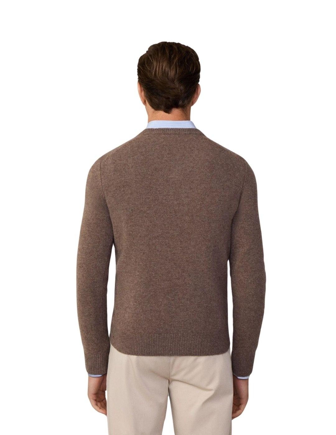 Hackett Punto Lambswool V Neck Malt Beige