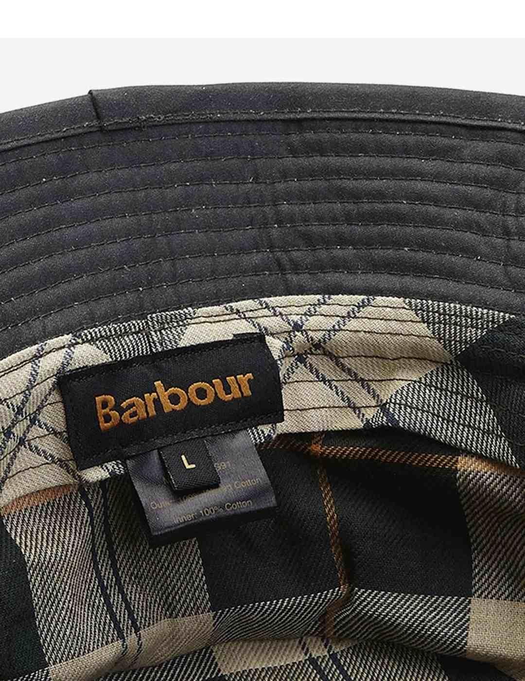 Barbour Gorro Wax Bucket Hat Verde oscuro
