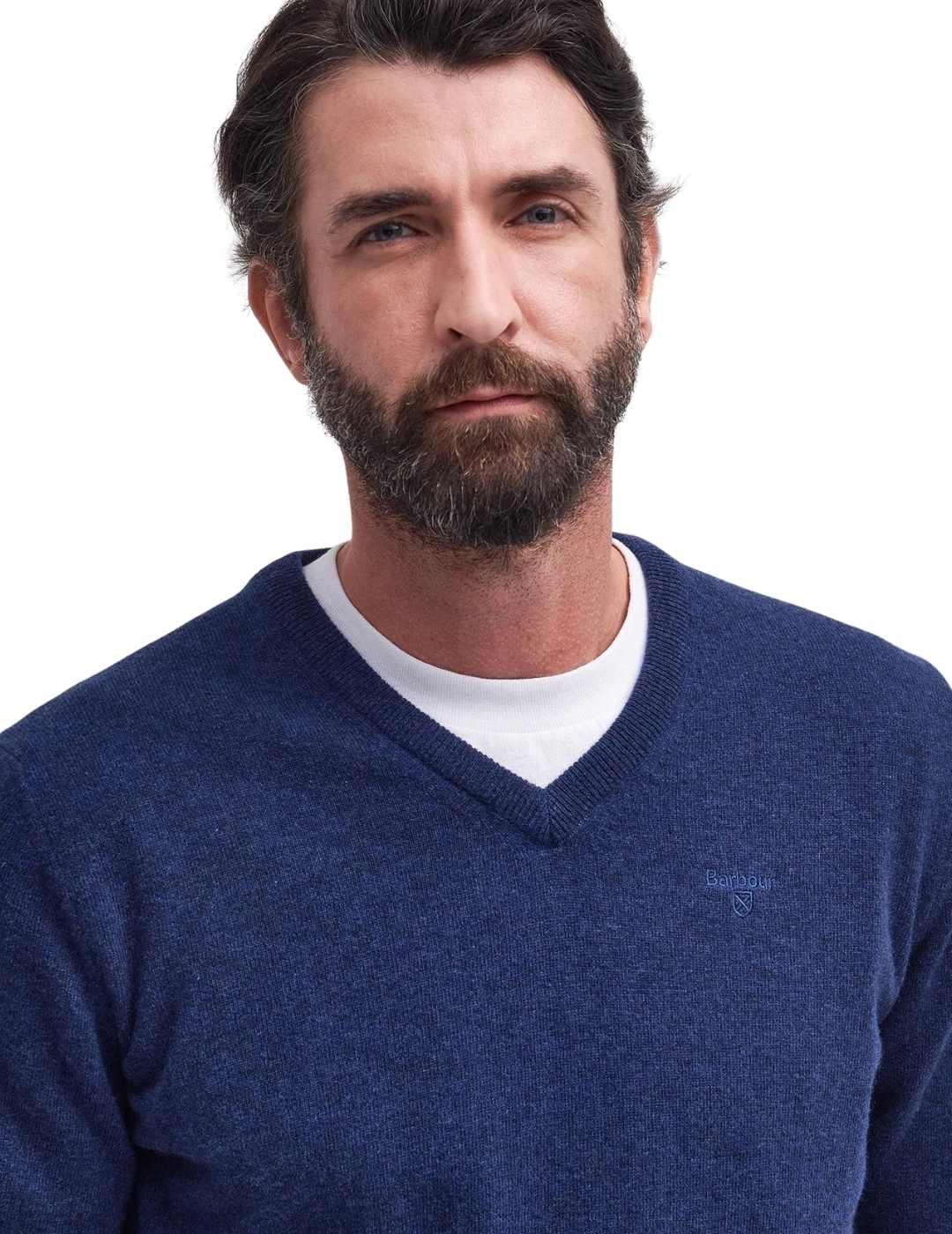 Barbour Jersey Azul oscuro cuello pico